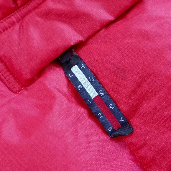 Vintage 90s Tommy Hilfiger Goose Down Puffer Jacket RED - Picture 3 of 14